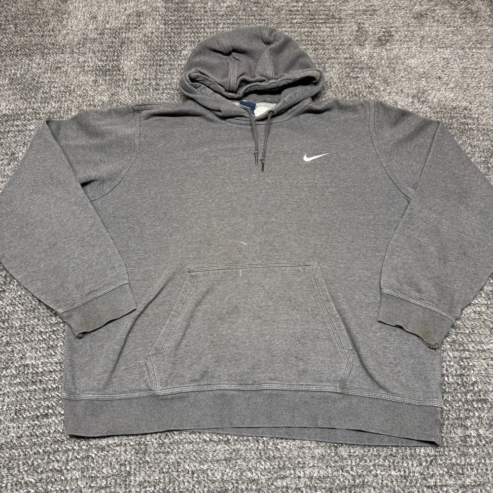 Vintage Nike Mens Hoodie XXL Gray Pullover Sweatshirt Embroidered Swoosh‎ Logo